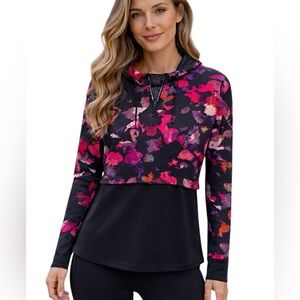 WEEKEND by FRANK LYMAN Floral Quarter Zip Pullover Classy Casual Athletic Top